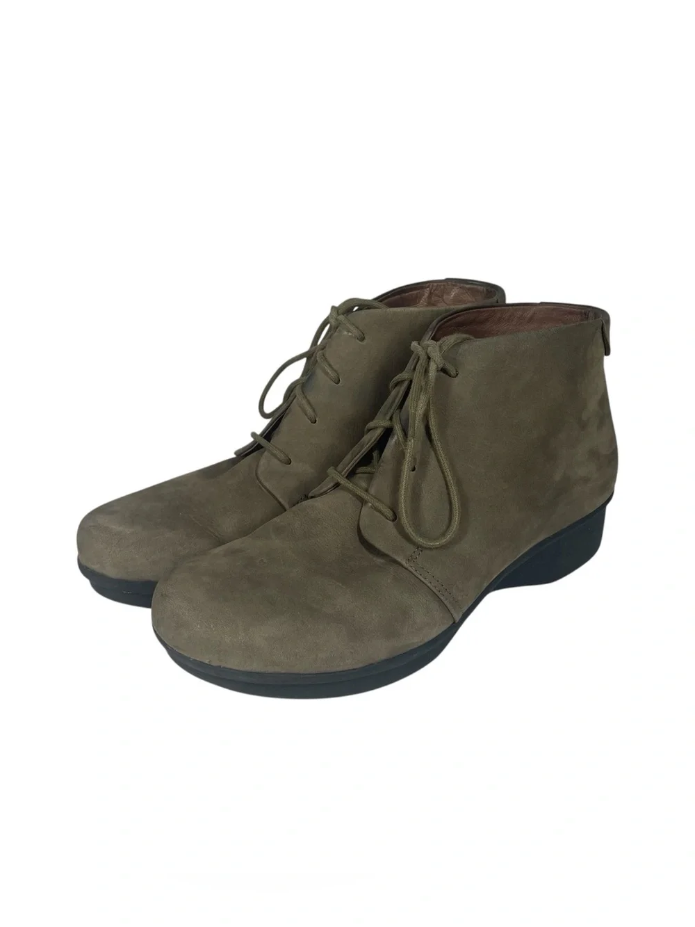 Dansko Lucille Ankle Chukka Boots 39 9 Dark Taupe Brown Nubuck Leather Booties